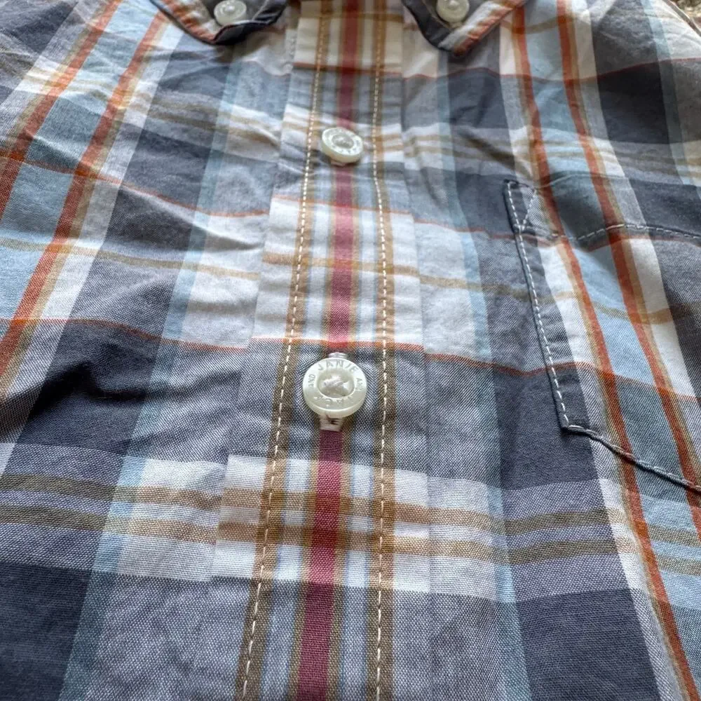 NWT Janie and Jack Toddler Boy SS Poplin Plaid Blue Top Sz 5